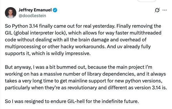 Python新版本去GIL刷屏，Karpathy 点赞敢死队，Python 之父：冷静，别神话并发