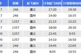 遵义新舟机场2023年冬航季航班计划表来啦！图片