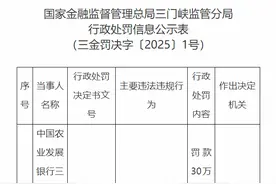 未穿透审查项目资本金来源，农发行三门峡市分行被罚30万元图片