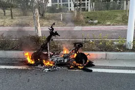 惊险！茶源路一行驶中的电动车瞬间变“火球”！图片