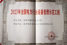 国网庆阳供电公司喜获2023年“全国电力行业设备管理示范工程奖”图片