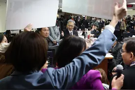 虐童案质询一团乱！“绿委”要求换主席霸占发言台，蓝绿爆激烈冲突图片