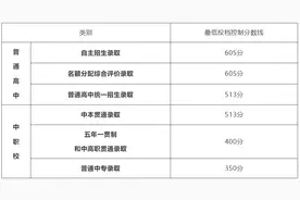 上海市高中阶段学校招生最低投档线公布：自招线605、普高线513图片