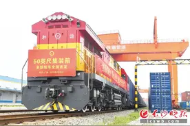 全国容积最大集装箱班列长沙首发 最大载重量为30.85吨图片