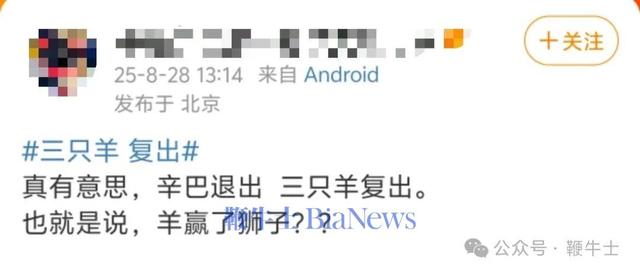 三只羊复出登上热搜第一！辛巴前脚刚宣布退网