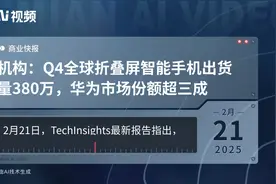 机构：Q4全球折叠屏智能手机出货量380万，华为市场份额超三成视频封面
