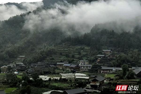 当深秋雾色邂逅古村，新化下团村上演现实版山水秘境