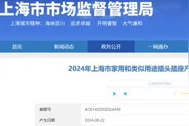 2024年上海市家用和类似用途插头插座产品质量监督抽查结果公布图片