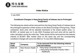 恒生指数公司：将碧桂园、诺辉健康从恒生综合指数等多只指数中剔除图片