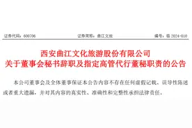 曲江文旅：董事会秘书高艳辞职，暂由副总经理赵茜代行董秘职责图片