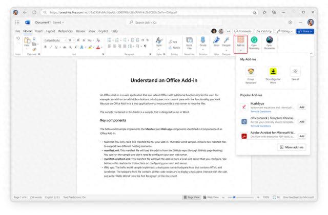 微软更新Office应用程序 新增管理插件板块