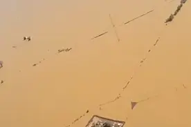 美国田纳西州发洪水，一家庭自筑堤坝保住房屋，周围街区全被淹没图片