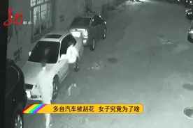 深夜，女子连划小区内9台车，一名男子还跟在后面图片