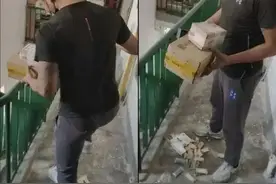 快递员遭投诉当客户面踩碎包裹，中通快递客服回应：临时工图片