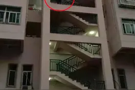 和婆婆吵完架，广东东莞女子一气之下爬出5楼护栏……图片