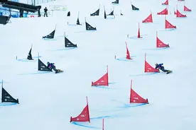单板滑雪平行大回转的雪板、雪鞋很不同图片