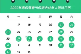 《王者荣耀》、《和平精英》等公布寒假限玩日历：未成年人游戏时间合计不超14个小时图片