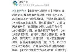 重要天气提醒！淮安将迎来连续阴雨雪天气！请注意防范！图片