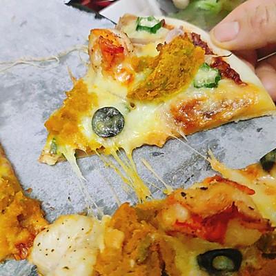 大虾南瓜pizza 外脆内软的薄饼披萨配方来了