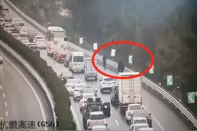 囧！杭徽高速上，大客车突然停车，几个男乘客下车一字排开“方便”：实在憋不住了图片