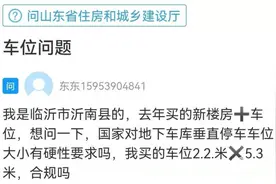 网络问政·我为群众办实事 | 问政策：地下车库停车位大小有规定吗？图片