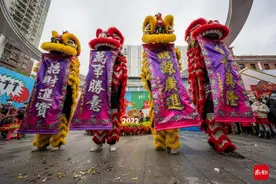 广州闹市里来了一只雄狮！直击石牌村新狮开光点睛图片