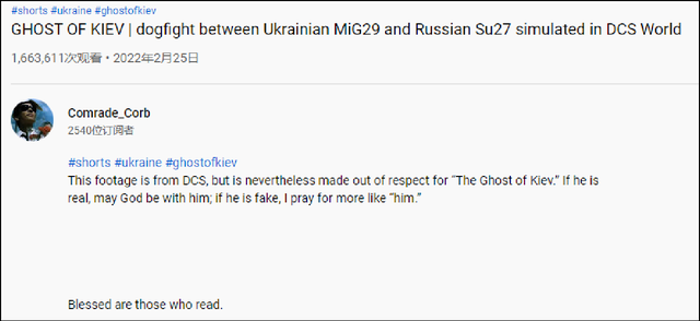 外网盛赞“基辅幽灵”击落俄战机，结果一看是游戏画面