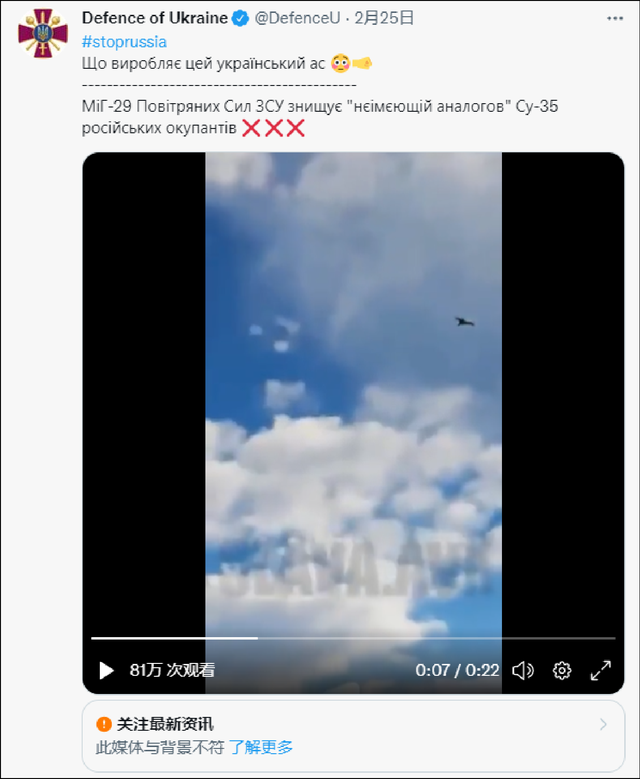 外网盛赞“基辅幽灵”击落俄战机，结果一看是游戏画面