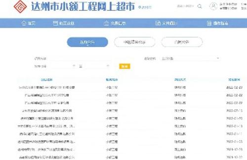 达州市创新建成小额工程网上超市