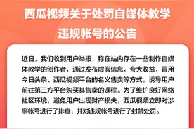 西瓜视频：封禁36个自媒体教学违规账号图片