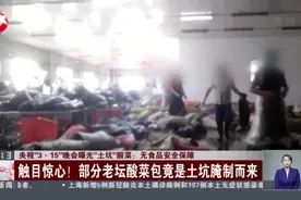 央视“3·15”晚会曝光“土坑”酸菜：无食品安全保障——触目惊心！部分老坛酸菜包竟是土坑腌制而来视频封面
