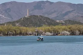 北京：颐和园山桃花盛开美景如画图片