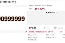 虚拟财产变现新思路 尾号6个“9”手机号拍出50万高价图片