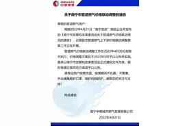 南宁中燃公司发布通告：价格调整暂不执行图片