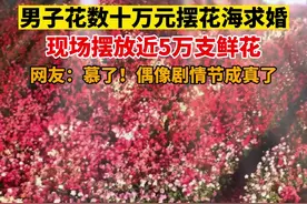 男子花数十万元摆花海求婚，现场摆放近5万支鲜花，还请了群众演员图片