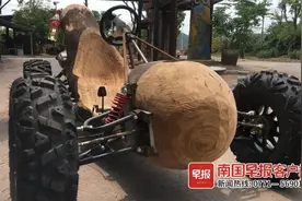 拉风！南宁男子纯手工设计制作“原木卡丁车”，最高时速60公里图片