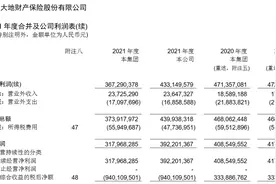 快讯｜大地财险2021年营业收入419.98亿元，净利润3.92亿元图片