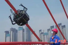 ​白沙洲大桥惊现“蜘蛛侠”，飞速“攀爬”拉满任务进度值图片