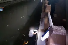 情侣吵架双双跳河，女子踩着男友上岸离开，男友河中等待救援图片