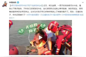 哭笑不得！男子救狗困河中，狗子甩下他游回岸边图片