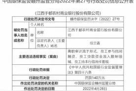 江西于都农商行违法被罚140万 员工持本行信用卡套现图片