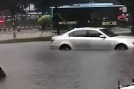 深圳宝安一路段暴雨水淹车辆，有人员被困，消防及时救援视频封面