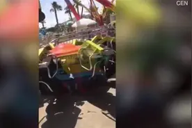 土耳其游乐园大摆锤空中断裂，载满游客的座舱翻转坠地图片