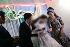 婚礼上新娘赢了小游戏 新郎当场翻脸朝她挥拳图片