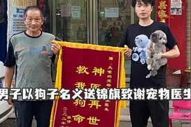 男子以狗子名义送锦旗致谢宠物医生：神医再世，救我狗命视频封面