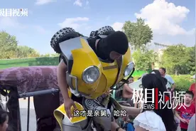 舅舅扮大黄蜂接5岁外甥放学：练了10天，闷得浑身湿透也乐意图片