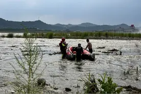激流营救！三男孩河心小岛玩耍 突遇上游水电站开闸放水，两人逃上岸1人被困图片