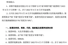 “*ST节能”变更为“神雾节能”，撤销退市风险警示图片