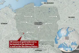 波兰宫殿疑埋价值12亿英镑纳粹德国黄金，惊现6枚纳粹硬币图片