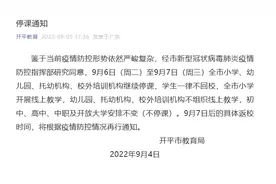 9月6日至7日，江门开平小学、幼儿园、托幼等机构继续停课图片